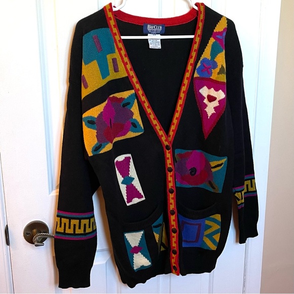 Vintage 90s Women’s Bay Club Lambswool Cardigan Made in Hong Kong - Picture 3 of 7